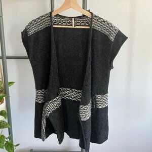 Grey and white topshop angora-blend belted vest (EU size 40 / US size 12)